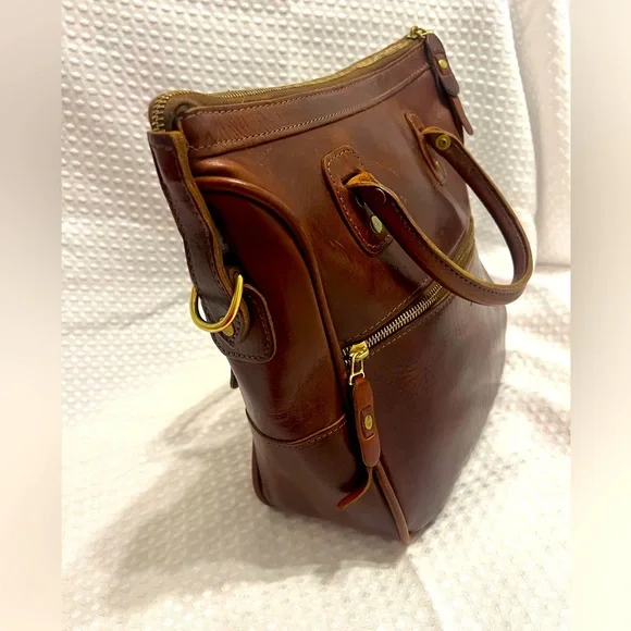 JW Hulme Excursion Handbag Purse Crossbody Bag Made in USA Leather - Picture 8 of 11